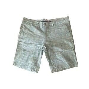 Soloio Weekend Men's Green White Striped Seersucker Linen Blend Shorts Size 36